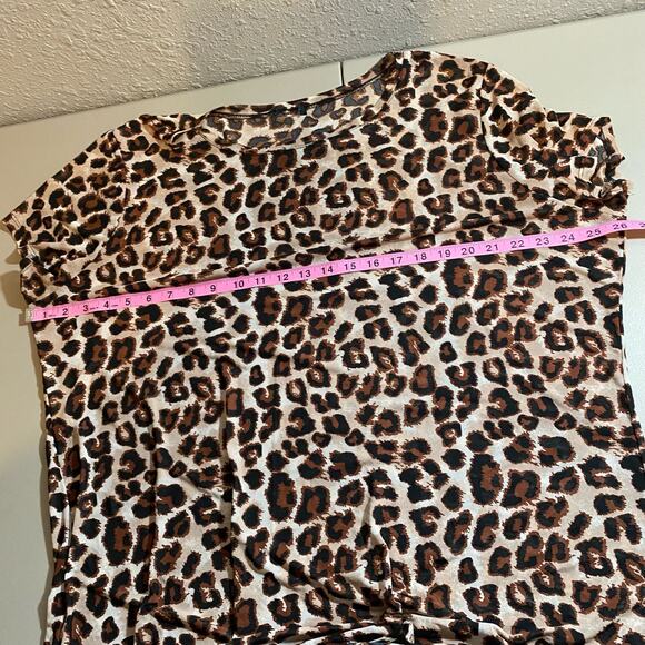 Cheetah Print Sheet Short Sleeve Shirt Tee Top Going Out Bar Casual Animal Print - Picture 5 of 6